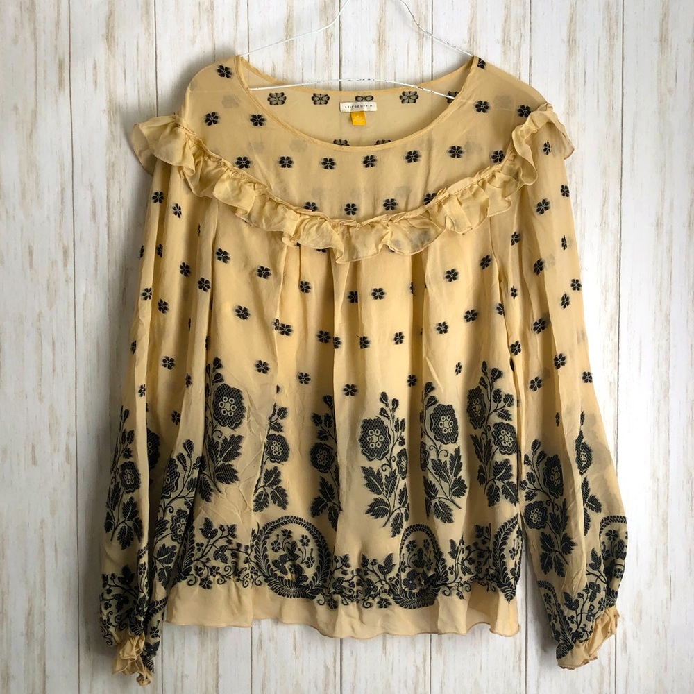 Anthropologie Leifsdottir Vintage Silk Floral Top